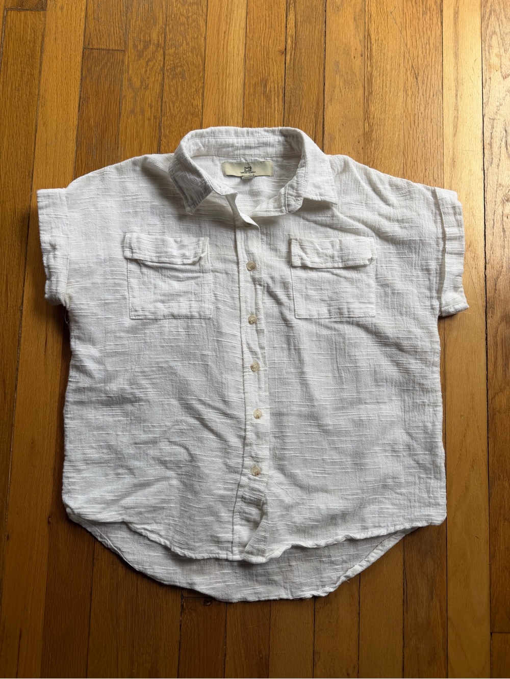 Thread and supply white short sleeve button up